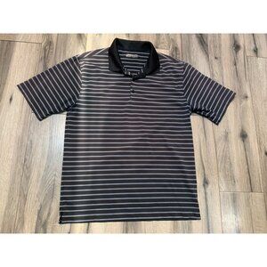 Nike Dry Fit Golf Men’s Medium Dark Gray Striped Short Sleeve Polo Shirt
